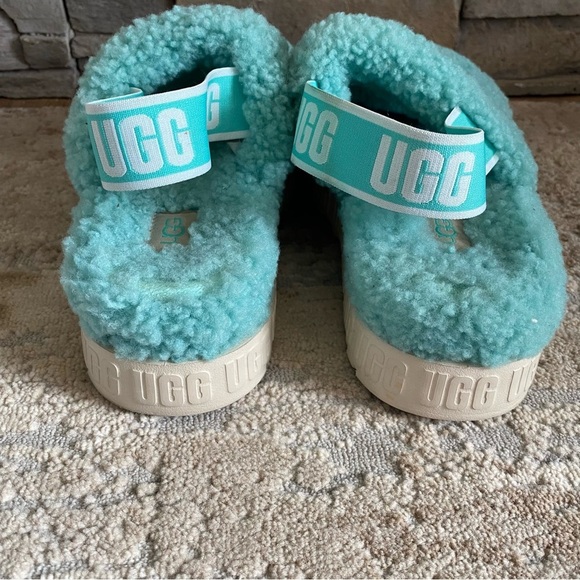 UGG Oh Fluffita Tide Pool Blue Flatform Platform Sandals Slingback: 6 - Picture 5 of 10
